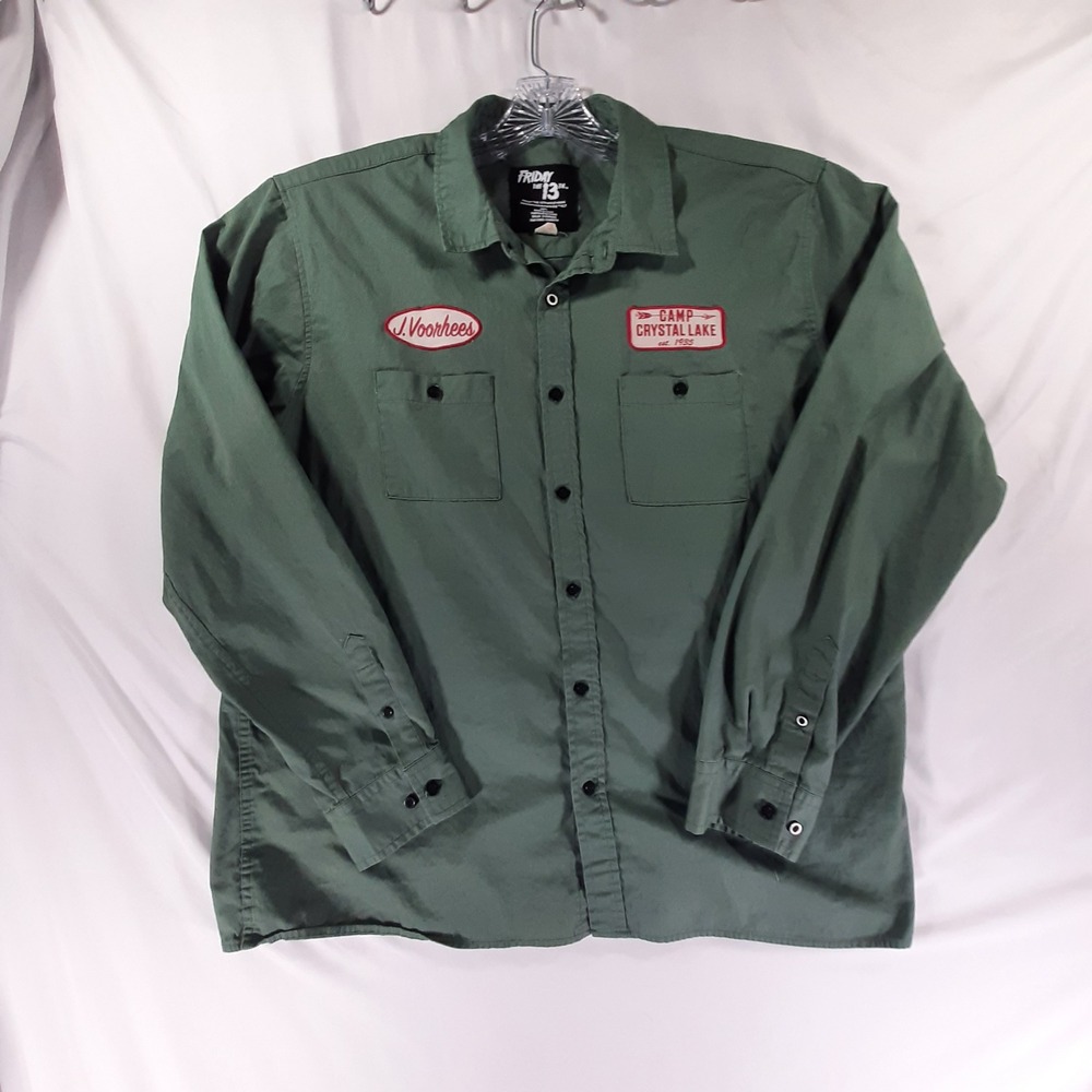 Friday the 13th Camp Crystal Lake J Voorhees Green Mens Shirt XL Horror Movie
